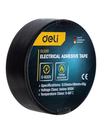 DELI μονωτική ταινία υψηλής αντοχής DL5261, 18mm x 9.15m, μαύρη DELI μονωτική ταινία υψηλής αντοχής DL5261, 18mm x 9.15m, μαύρη