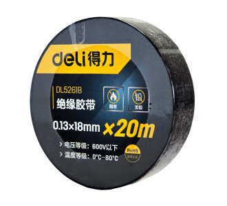 DELI μονωτική ταινία υψηλής αντοχής DL5261B, 18mm x 20m, μαύρη
