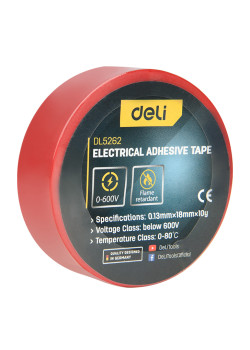 DELI μονωτική ταινία υψηλής αντοχής DL5262, 18mm x 9.15m, κόκκινη