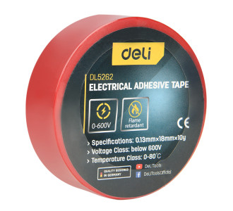 DELI μονωτική ταινία υψηλής αντοχής DL5262, 18mm x 9.15m, κόκκινη