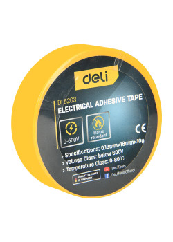 DELI μονωτική ταινία υψηλής αντοχής DL5263, 18mm x 9.15m, κίτρινη