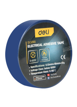 DELI μονωτική ταινία υψηλής αντοχής DL5265, 18mm x 9.15m, μπλε