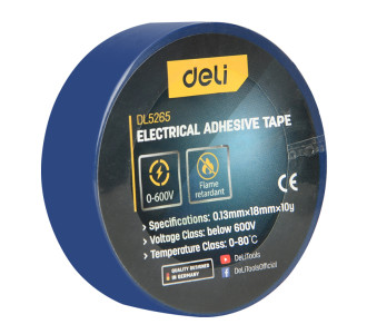 DELI μονωτική ταινία υψηλής αντοχής DL5265, 18mm x 9.15m, μπλε