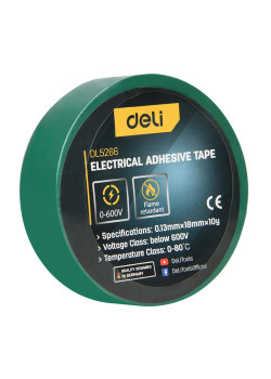 DELI μονωτική ταινία υψηλής αντοχής DL5266, 18mm x 9.15m, πράσινη