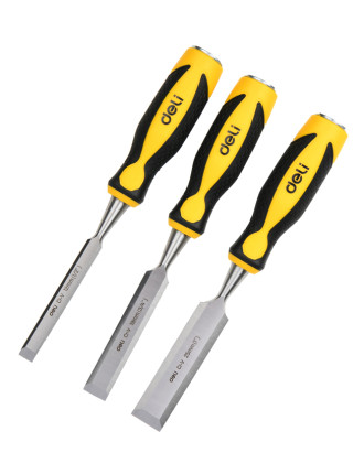 DELI σετ σκαρπέλα ξύλου DL6203-ED1 με αντιολισθητική λαβή, 12/19/25mm, 3τμχ