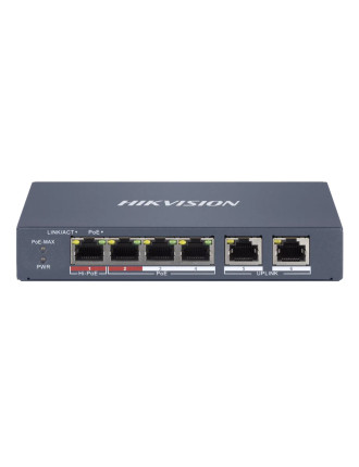 HIKVISION Managed switch DS-3E1106HP-EI, 4x PoE & 2x RJ45 ports, 100Mbps