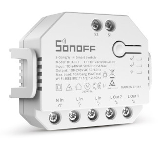 SONOFF smart διακόπτης DUALR3, 2-Gang, WiFi, 15A, λευκός
