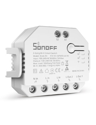 SONOFF smart διακόπτης DUALR3, 2-Gang, WiFi, 15A, λευκός