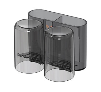 ECOCO βάση οδοντόβουρτσας E2229 με 2 ποτήρια, μαύρη-διάφανη