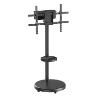 BRATECK βάση τηλεόρασης δαπέδου FS38-46TWE, 37-86", έως 50kg, με ράφι & cable management, ροδάκια, μαύρη