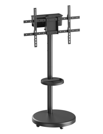 BRATECK βάση τηλεόρασης δαπέδου FS38-46TWE, 37-86", έως 50kg, με ράφι & cable management, ροδάκια, μαύρη