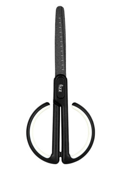 FIZZ ψαλίδι FZ212003-W με χάρακα, μεταλλική λεπίδα, 17cm, μαύρο-λευκό