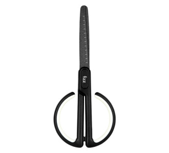 FIZZ ψαλίδι FZ212003-W με χάρακα, μεταλλική λεπίδα, 17cm, μαύρο-λευκό FIZZ ψαλίδι FZ212003-W με χάρακα, μεταλλική λεπίδα, 17cm, μαύρο-λευκό