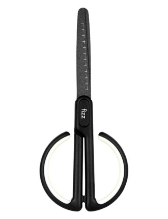 FIZZ ψαλίδι FZ212003-W με χάρακα, μεταλλική λεπίδα, 17cm, μαύρο-λευκό FIZZ ψαλίδι FZ212003-W με χάρακα, μεταλλική λεπίδα, 17cm, μαύρο-λευκό