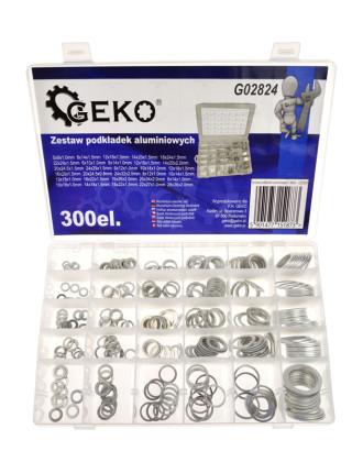 GEKO σετ αλουμινένιες ροδέλες G02824, διάφορα μεγέθη, 300τμχ