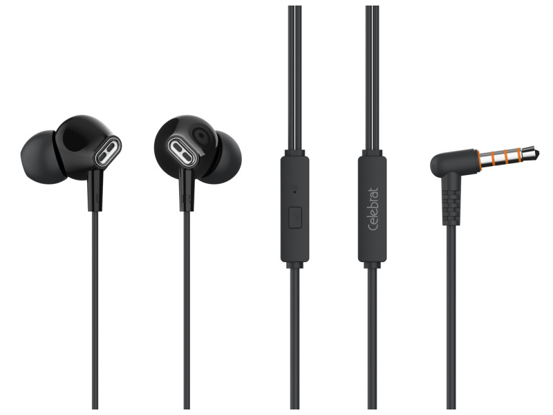 CELEBRAT earphones με μικρόφωνο G21, 3.5mm σύνδεση, Φ12mm, 1.2m, μαύρα