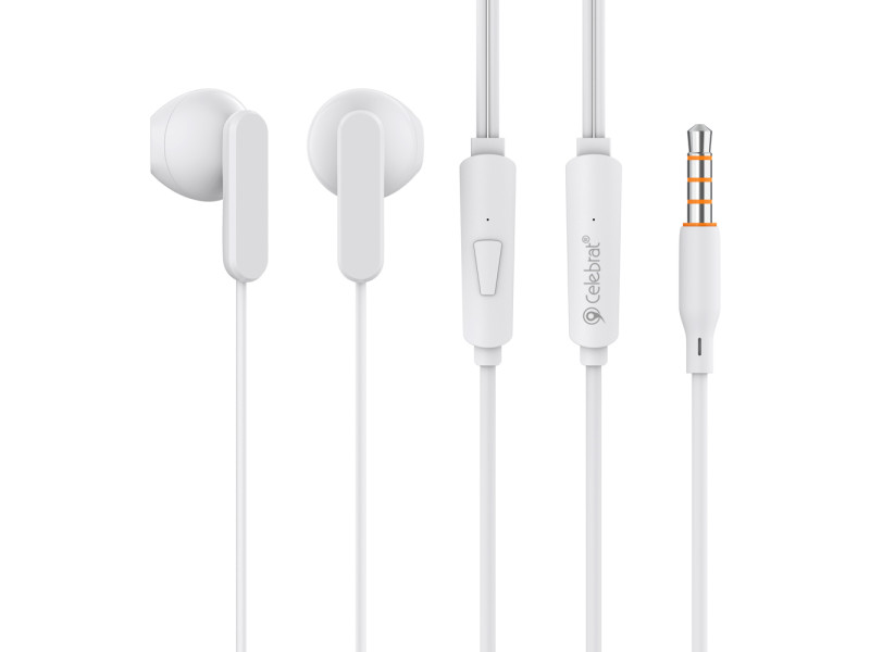 CELEBRAT earphones με μικρόφωνο G23, 3.5mm σύνδεση, Φ14mm, 1.2m, λευκά
