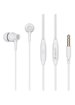 CELEBRAT earphones με μικρόφωνο G25, 3.5mm σύνδεση, Φ10mm, 1.2m, λευκά