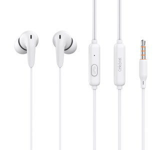 CELEBRAT earphones με μικρόφωνο G26, 3.5mm σύνδεση, Φ10mm, 1.2m, λευκά