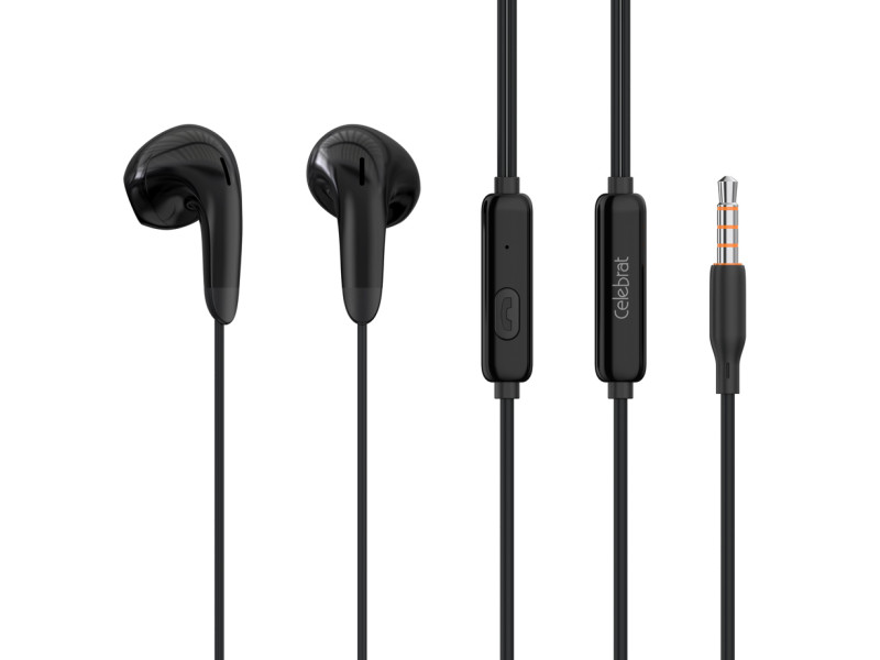 CELEBRAT earphones με μικρόφωνο G27, 3.5mm σύνδεση, Φ14mm, 1.2m, μαύρα