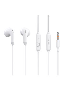 CELEBRAT earphones με μικρόφωνο G27, 3.5mm σύνδεση, Φ14mm, 1.2m, λευκά