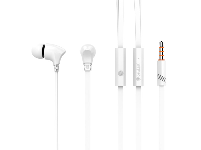 CELEBRAT earphones με μικρόφωνο G3, 3.5mm σύνδεση, Φ10mm, 1.2m, λευκά