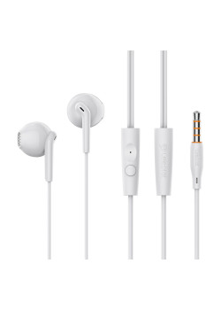 CELEBRAT earphones με μικρόφωνο G34, 3.5mm σύνδεση, 14mm, 1.2m, λευκά