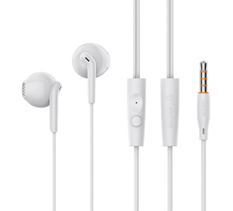 CELEBRAT earphones με μικρόφωνο G34, 3.5mm σύνδεση, 14mm, 1.2m, λευκά