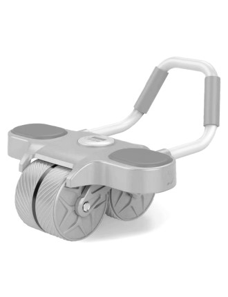 Ρόδα κοιλιακών GYM-0026 με ματ & χρονόμετρο, αντιολισθητικές λαβές, γκρι