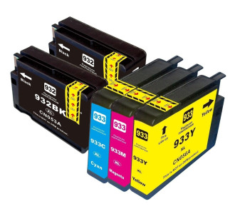 Σετ συμβατά Inkjet για HP, 2x 932XL μαύρο, 1x 933XL magenta, 1x 933XL κίτρινο, 1x 933XL κυανό