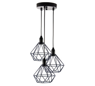 POWERTECH τρίφωτο φωτιστικό οροφής HLL-0004, E27, Φ20, μεταλλικό, μαύρο