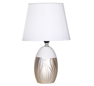 POWERTECH επιτραπέζιο φωτιστικό HLL-0137, E27 κεραμική βάση, λευκό/χρυσό