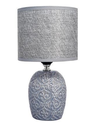 POWERTECH επιτραπέζιο φωτιστικό HLL-0138, E27, κεραμική βάση, γκρι