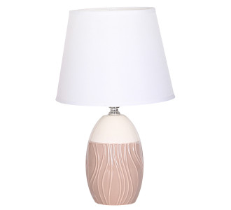 POWERTECH επιτραπέζιο φωτιστικό HLL-0141, E27, κεραμική βάση, καφέ/λευκό