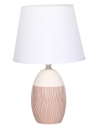 POWERTECH επιτραπέζιο φωτιστικό HLL-0141, E27, κεραμική βάση, καφέ/λευκό