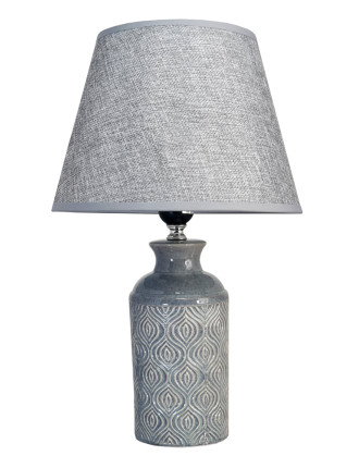 POWERTECH επιτραπέζιο φωτιστικό HLL-0142, E27, κεραμική βάση, γκρι