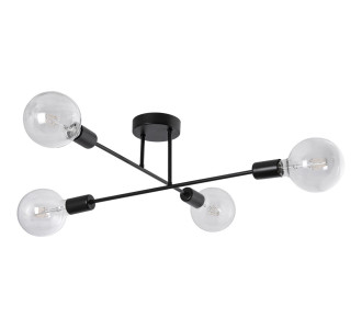 POWERTECH φωτιστικό οροφής HLL-0149, 4x E27, μεταλλικό, μαύρο