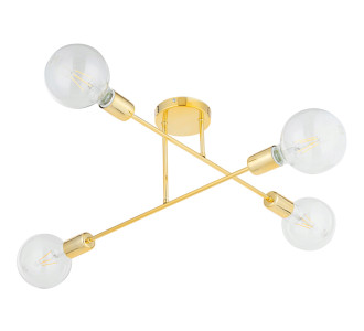 POWERTECH φωτιστικό οροφής HLL-0150, 4x E27, μεταλλικό, χρυσό