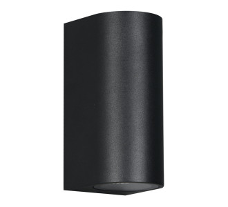 POWERTECH φωτιστικό τοίχου HLL-0188 για 2x GU10 λάμπες, μεταλλικό, IP65, μαύρο