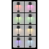 POWERTECH LED επιτραπέζιο φωτιστικό HLL-0195, RGB, ρυθμιζόμενο, επαναφορτιζόμενο, μαύρο