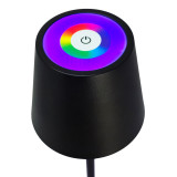 POWERTECH LED επιτραπέζιο φωτιστικό HLL-0195, RGB, ρυθμιζόμενο, επαναφορτιζόμενο, μαύρο