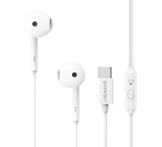 USAMS earphones με μικρόφωνο SJ771, USB-C σύνδεση, 1.2m, λευκά USAMS earphones με μικρόφωνο SJ771, USB-C σύνδεση, 1.2m, λευκά