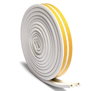 Αυτοκόλλητη μονωτική ταινία HUH-0096 για παράθυρα, 9x6mm, 5m, λευκή