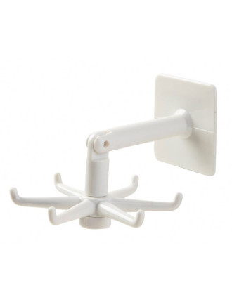 Κρεμάστρα τοίχου για κουζίνα-μπάνιο HUH-0097 περιστρεφόμενη, 11cm, λευκή