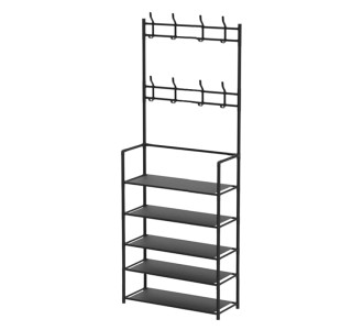 Παπουτσοθήκη HUH-0126 με 5 ράφια & κρεμάστρα, 80x25x171cm, μαύρη Παπουτσοθήκη HUH-0126 με 5 ράφια & κρεμάστρα, 80x25x171cm, μαύρη