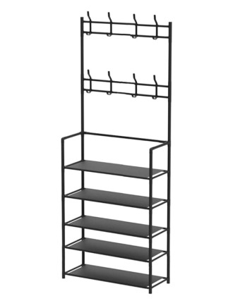 Παπουτσοθήκη HUH-0126 με 5 ράφια & κρεμάστρα, 80x25x171cm, μαύρη Παπουτσοθήκη HUH-0126 με 5 ράφια & κρεμάστρα, 80x25x171cm, μαύρη