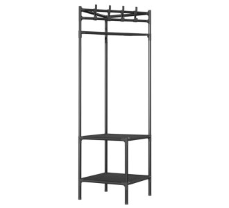 HOME USE κρεμάστρα δαπέδου HUH-0165, μεταλλική, γωνιακή, 40x188cm, μαύρη