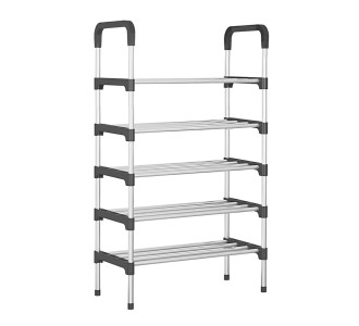 HOME USE παπουτσοθήκη HUH-0181, 5 ράφια, 60x30x95cm, μαύρη-ασημί