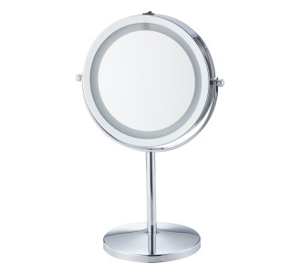 HOME USE επιτραπέζιος καθρέφτης HUH-0185 με LED φως, 1x/5x zoom, ασημί