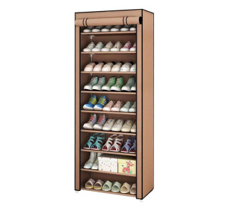 HOME USE υφασμάτινη παπουτσοθήκη HUH-0221 με 9 ράφια, 57x28x160cm, καφέ HOME USE υφασμάτινη παπουτσοθήκη HUH-0221 με 9 ράφια, 57x28x160cm, καφέ